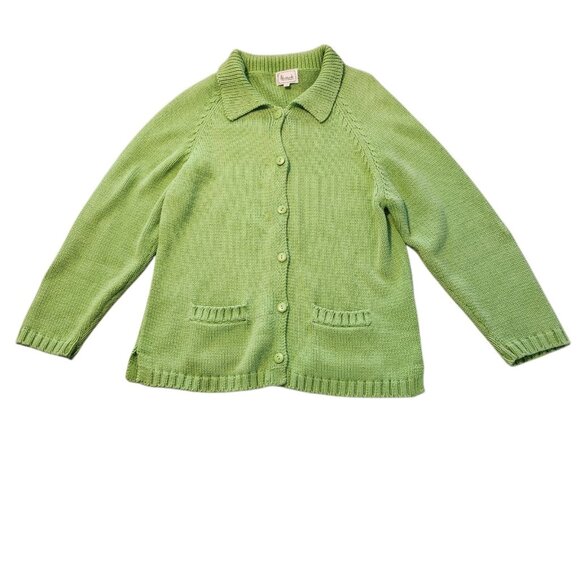 Harrods Sweaters - Harrods Knightsbridge Cardigan Sweater Vintage Green‎ Button Up Cotton Large EUC
